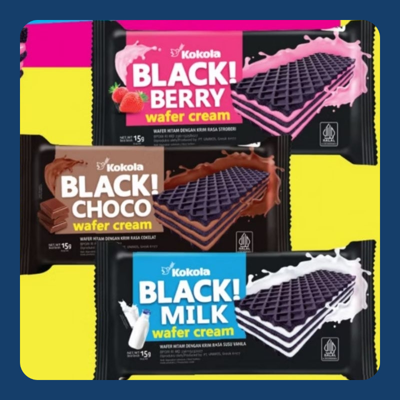 

Kokola Wafer Hitam Dengan Krim Rasa Berry Choco 15 Gram Isi 10 Pcs