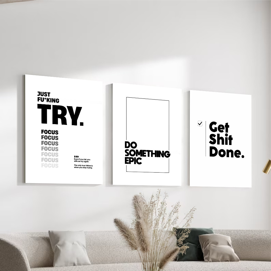 Hiasan Dekorasi Dinding Ruang Kerja Kantor Quotes Motivasi | Hiasan Dinding Kata Kata Motivasi Hitam