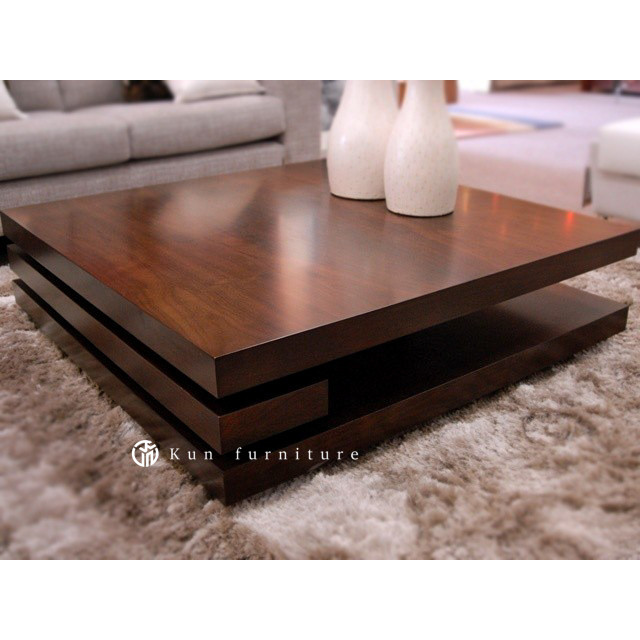 meja kopi jati, meja tamu minimalis jati, coffe table, meja tamu  - 100x100x35 | Kun furniture