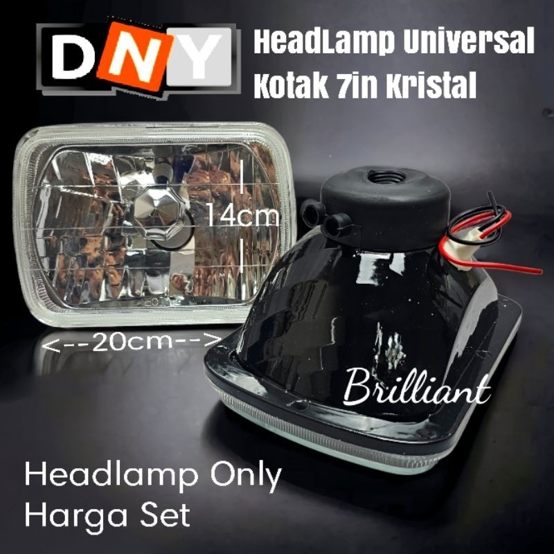 Vip4 * Head Lamp H4 Universal - 7in Kotak / Bulat Kristal - Harga Set 2pc Kanan Kiri