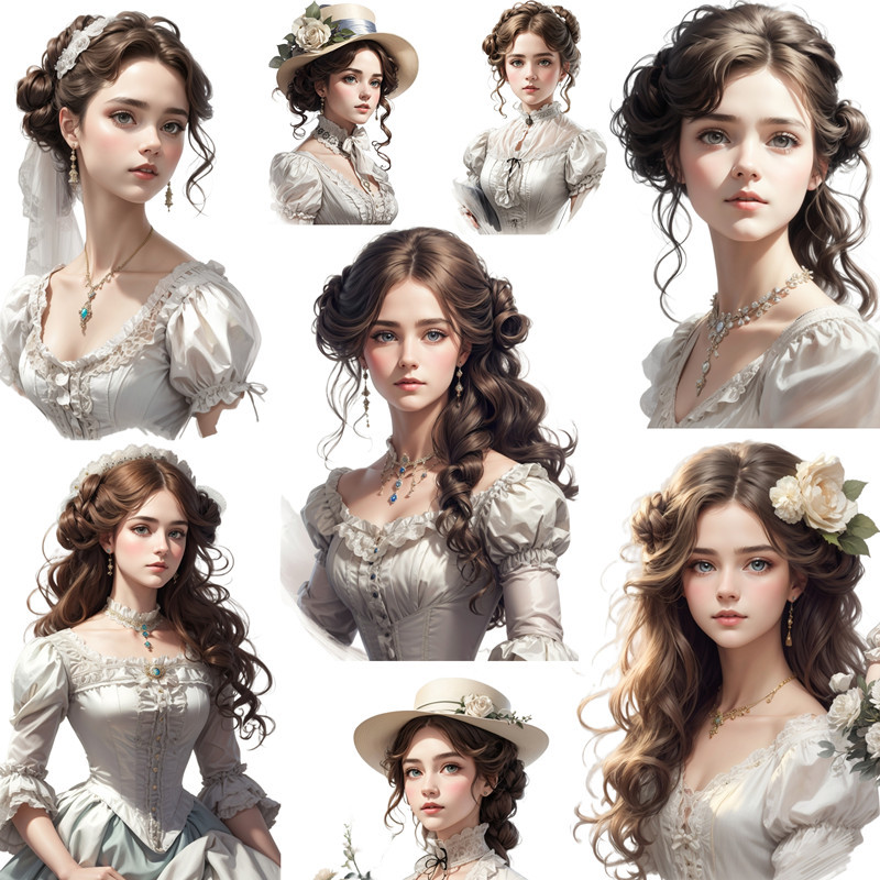 

Noble White Skirt Girl Stickers DIY Scrapbooking Materials Collage Junk Journal Decor Stickers