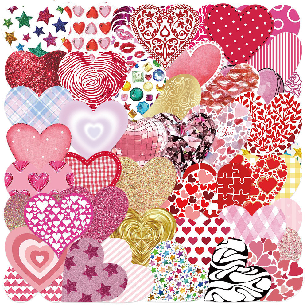 

10/25/50pcs Red Heart Stickers Pink Love Decals for DIY Gift Decor Suitcase Water Bottle Phone Laptop Skateboard Scrapbooking