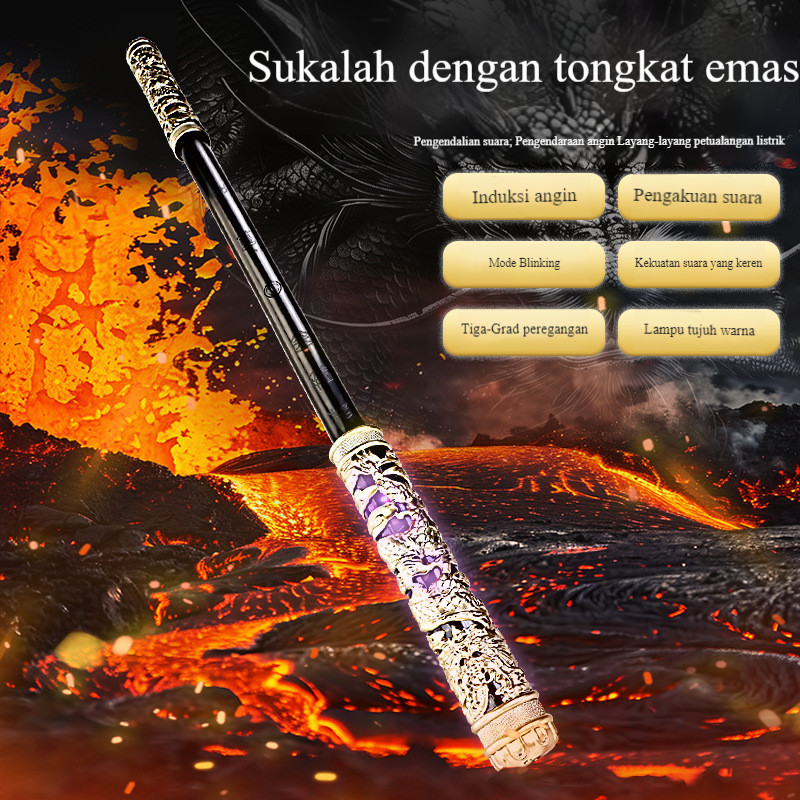 Mainan Anak/Wukong Ruyi Jingu Bang/Mainan Inflatable Bercahaya yang Dapat Ditarik Otomatis dengan Ko