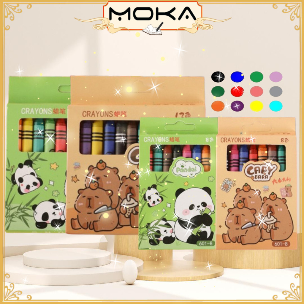 

MOKA CRAYON MINI ISI 6 / 8 /12 MOTIF KARTUN CAPYBARA SANRIO PANDA / CRAYON MEWARNAI UNTUK ANAK MKP37
