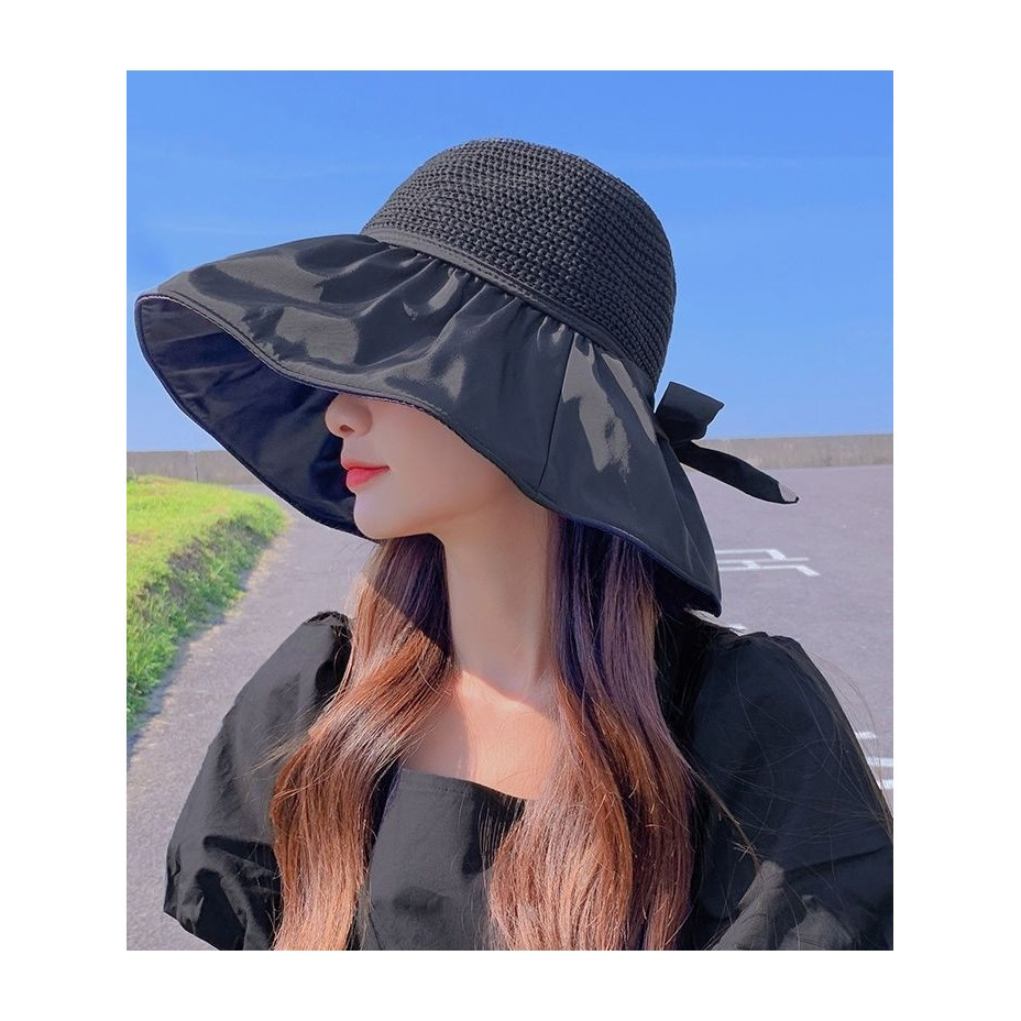 Topi Wanita Lebar / Topi Wanita Lipat / Topi Wanita Pantai / Topi Wanita Fashion Korea Kekinian