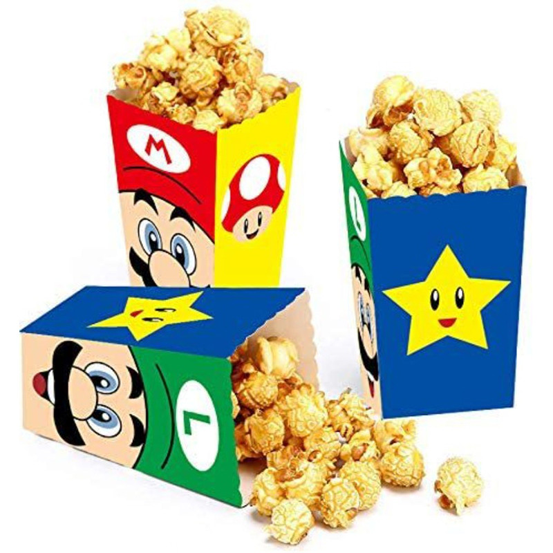 

10pcs Super Mario Bros Popcorn Box Anime Popcorn Container Party Decoration for Kids Happy Birthday Christmas Wedding Supplies