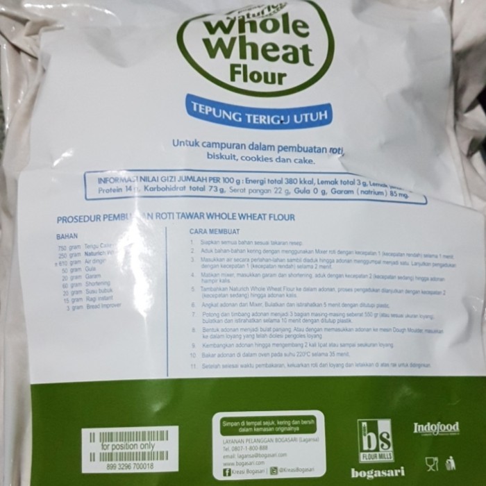 

Tepung Gandum Utuh Whole Wheat Flour WWF Bogasari Naturich 5Kg