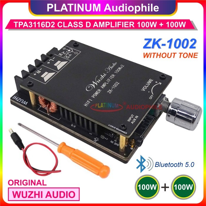 Bluetooth 5.0 Stereo Class D Amplifier 2X 100W TPA3116D2 ZK-1002T - ZK-1002