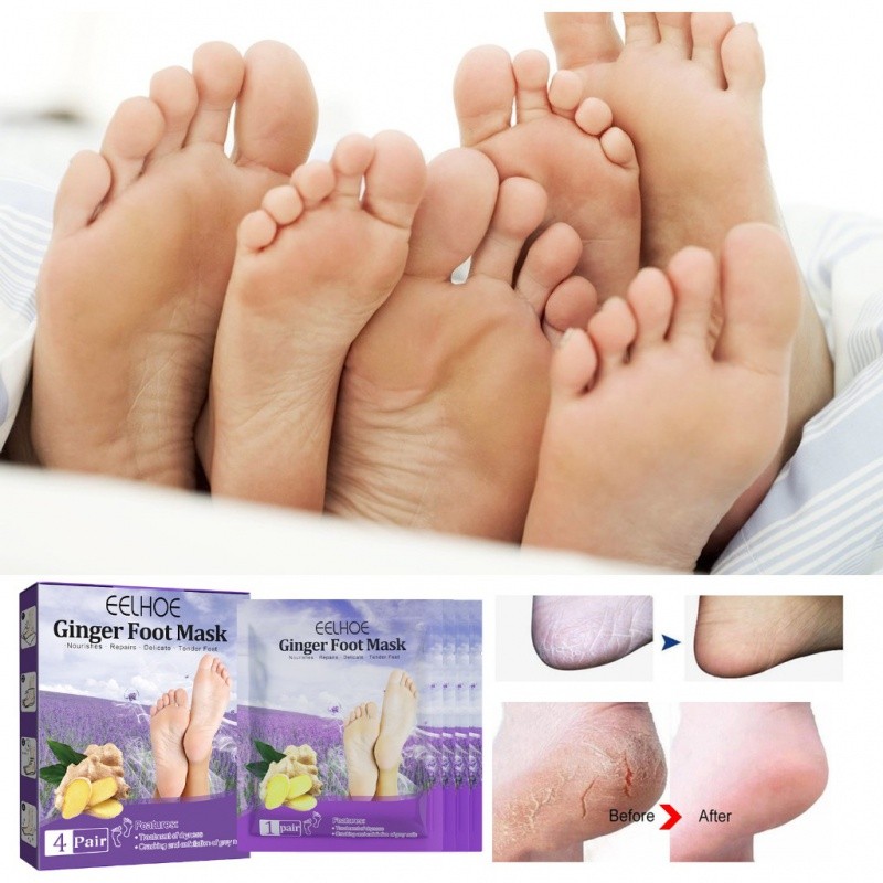 EELHOE Ginger Foot Mask 4pair Masker Kaki Pengelupas Kulit Mati Masker Kaki Pecah Dan Kering Pengelu