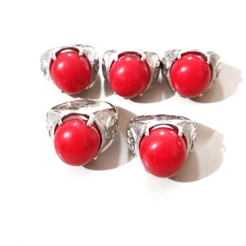 Batu Cincin Merah Delima Menyala Dalam Air - Produk Terbaru manik buat pria kotak skena anti karat k