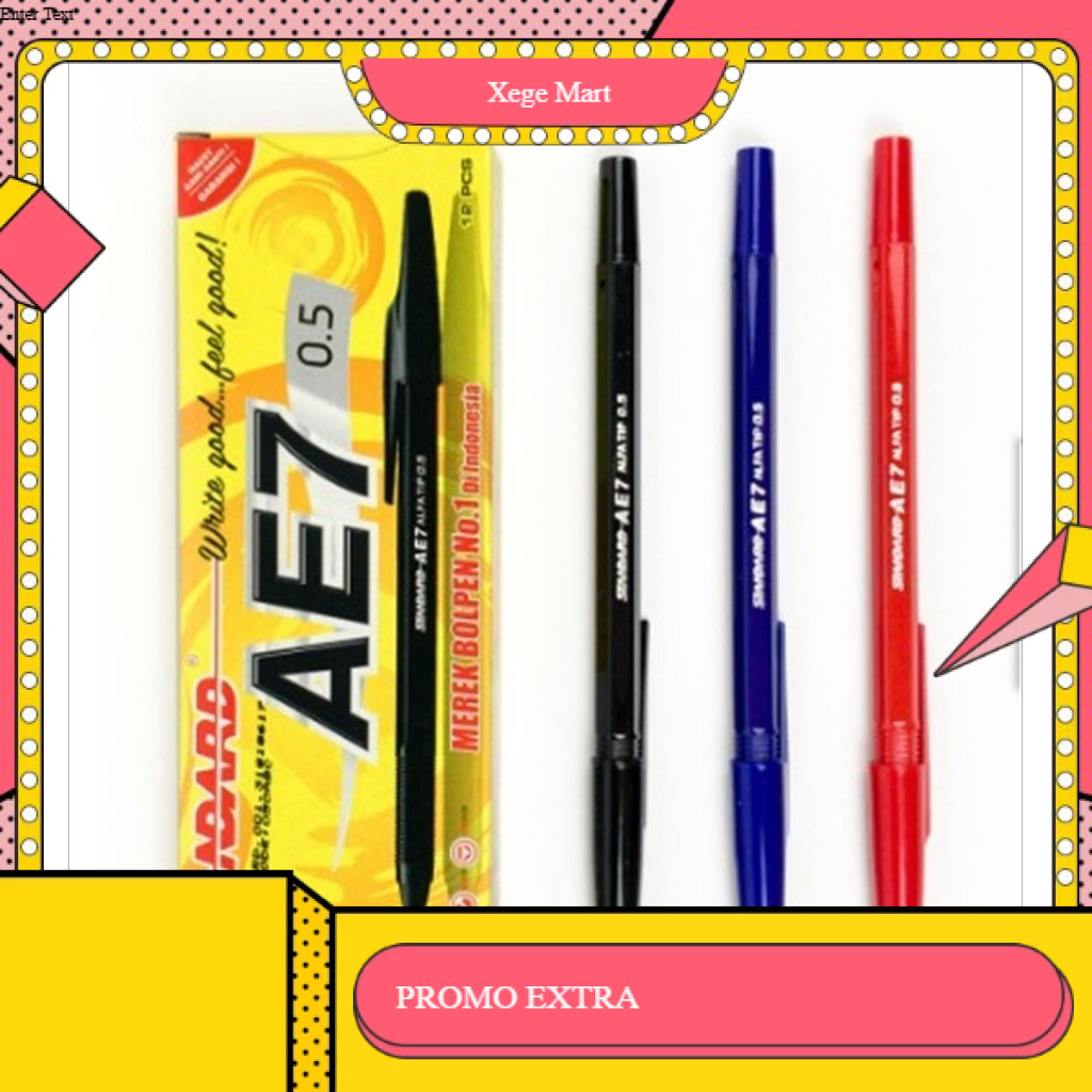 

【XM08】COD Pulpen Standar AE7 Tinta Hitam Isi 12 Pcs