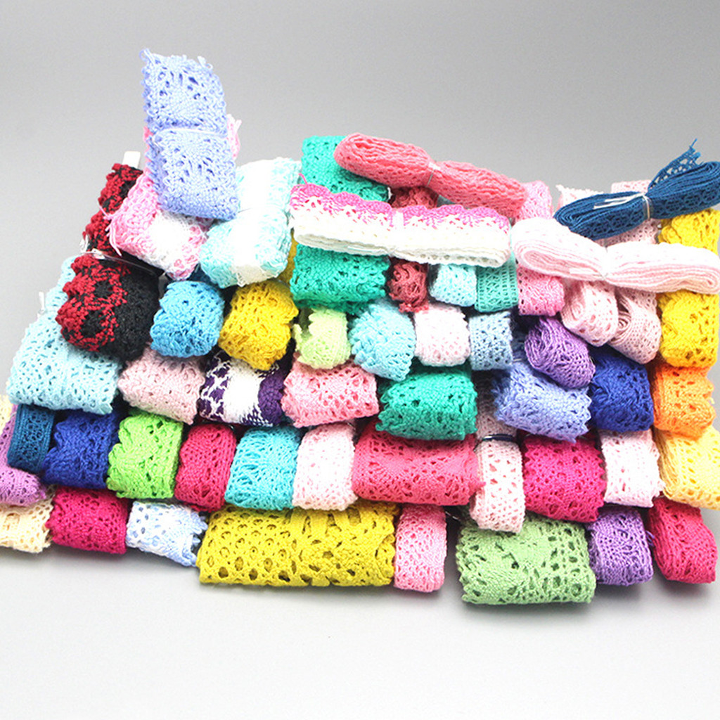 

Random 12 yards Cotton Lace Trim Ribbon Polyester Fabric For Sewing Handmade Wedding Accessories N0104
