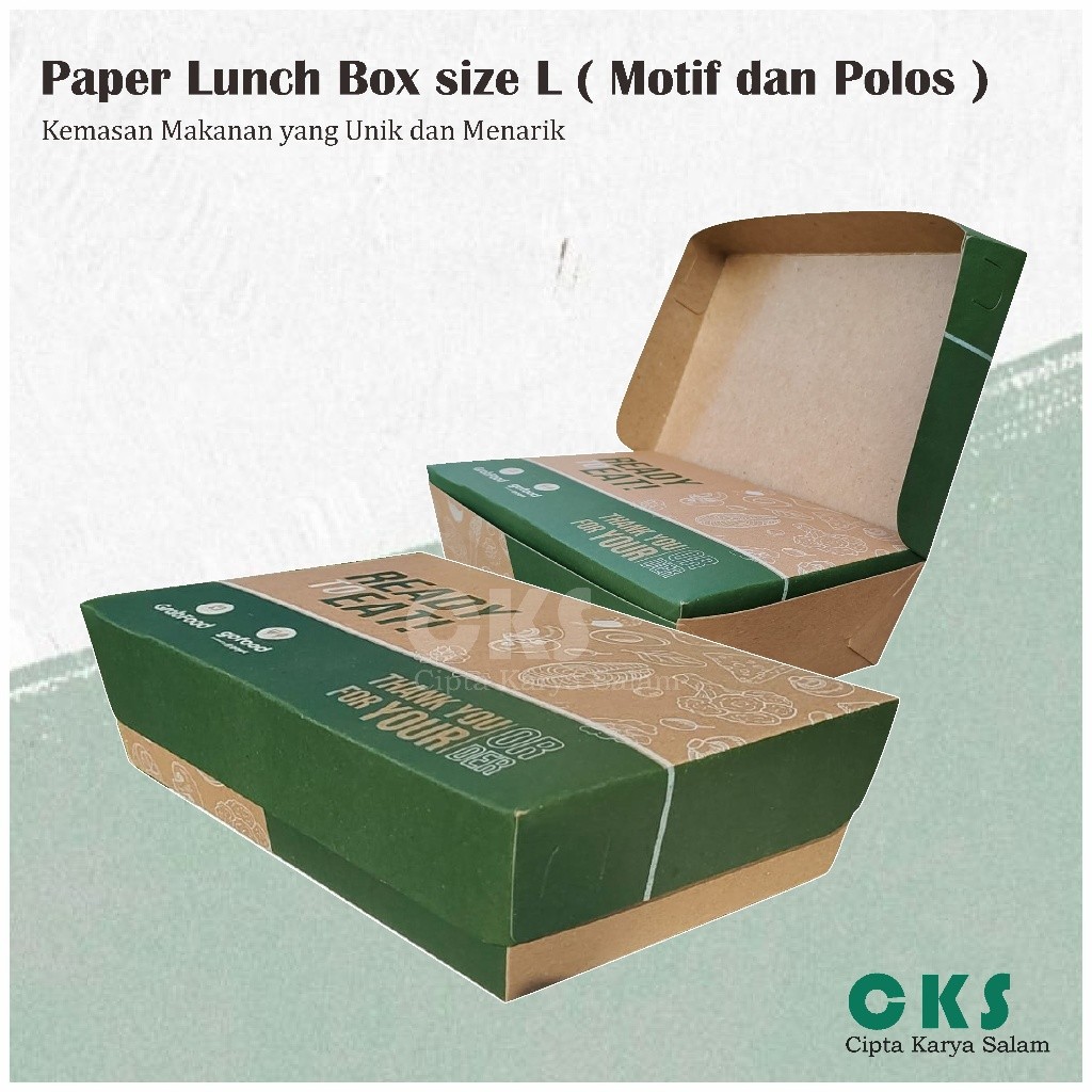 TEBUS MURAH Paper Lunch Box Size L Kertas Kemasan Maknan Kraft Fodgrade Bok Nasi Ayam Goreng Bakar G