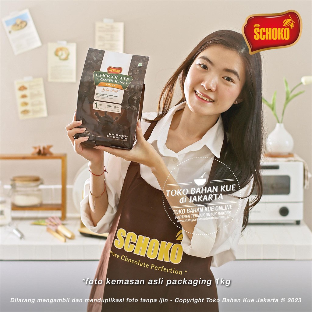 

Schoko Dark Chocolate Compound Coin 1kg Coklat Koin Baking Keping Enak