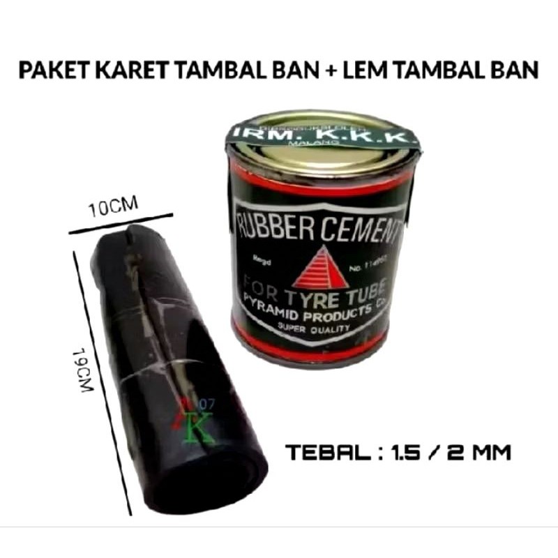 Paket lem tambal ban + karet tambal ban