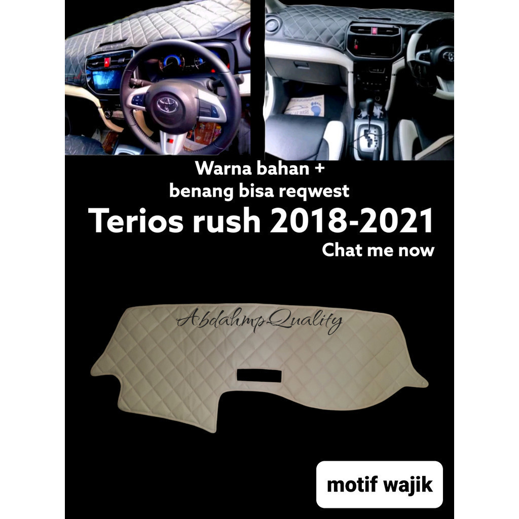 Cover Alas Dashboard Mobil Terios/Rush 2018-2022 Bahan kulit Motif Wajik New Dress Variasi Aksesoris