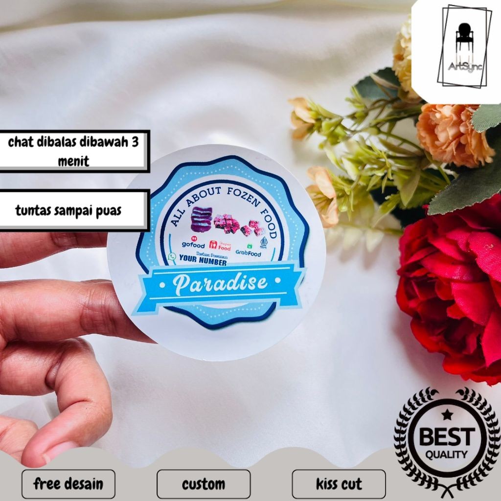 

Syncart Cetak Stiker Vinyl Frozen Food Label Makanan Beku Basah Anti Air Free Desain Custom Nama