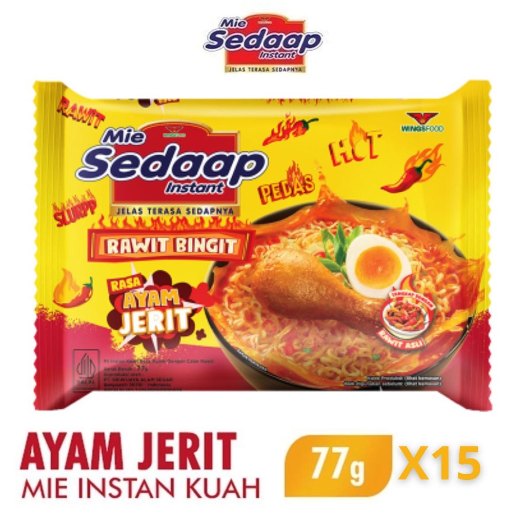 

Sedaap Mie Instan Kuah Ayam Jerit Rawit Bingit 77g x15
