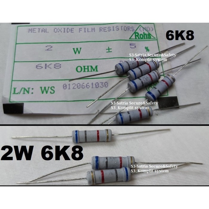 R 2W 6K8 ohm Resistor 2watt 6K8ohm 2 W watt 6.8Kohm 6,8KOhm 6.8K 6,8K