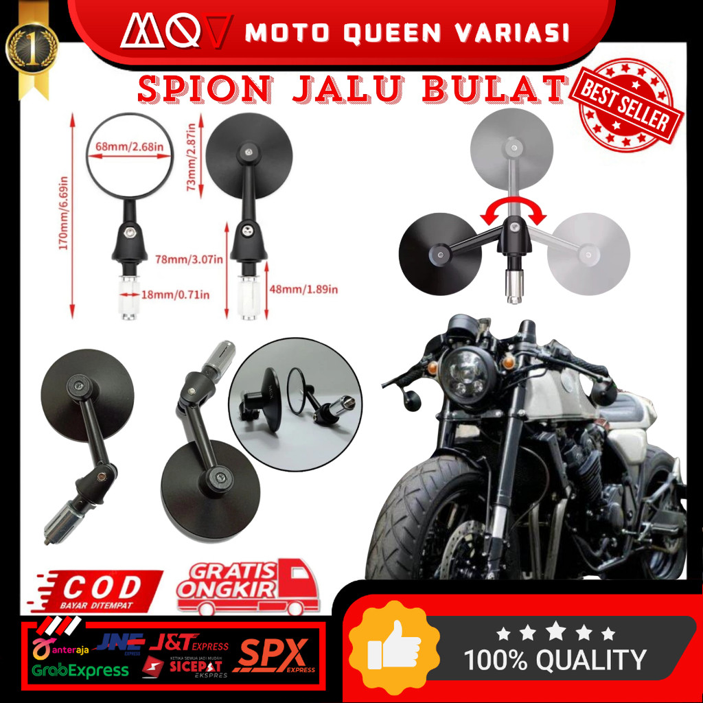 PROMO JALU SPION STANG BULAT LURUS KACA CEMBUNG UNIVERSAL PREMIUM QUALITY SPION SAMPING SPION BAR EN