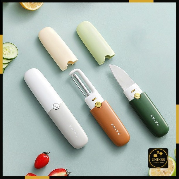 [UNIK88] Set Pisau 2in1 Isi Pisau Kecil Peeler Pengupas Buah / PISAU DAPUR KECIL