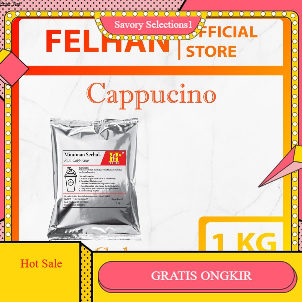 

【SAVORY】 FLASH SALE!! FELHAN - Bubuk Minuman / Bubble Drink Rasa Cappucino (1000 gram)
