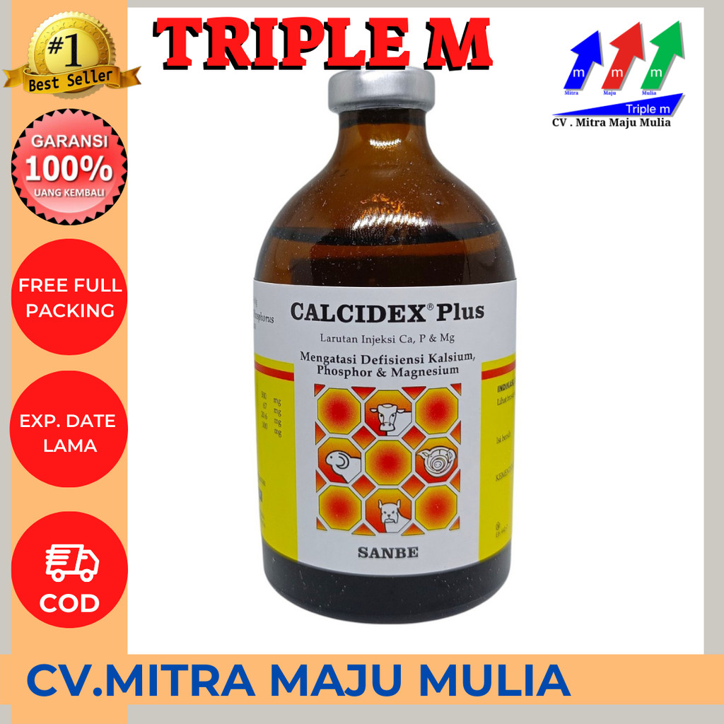 CALCIDEX PLUS Injeksi 100 ml Obat Sapi Kambing Lumpuh Injeksi Ampuh PT Sanbe Farma