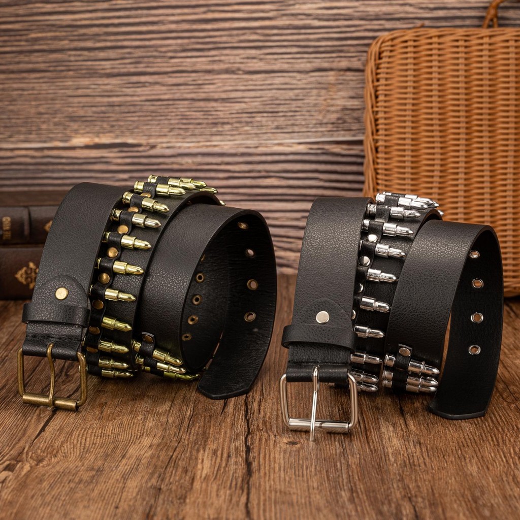 1 Punk Euro-American fashion plastic bullet belt Studded sex rock decorative belt unisex belt