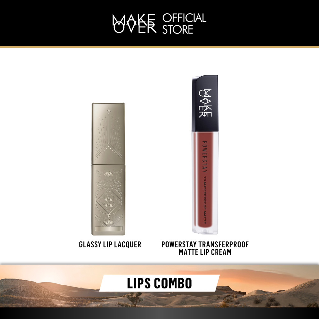 [LIPS COMBO] NEW SHADES MAKE OVER Glassy Lip Lacquer + Transferproof Matte Lip Cream - Color Stick M