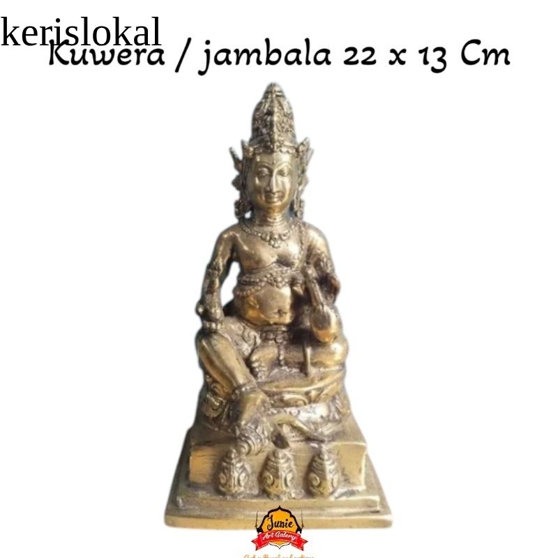 Patung Dewa Kubera Kuwera Jambala Emas Gold Kuningan Asli - Koleksi Barang Antik Dewa Kekayaan KL17