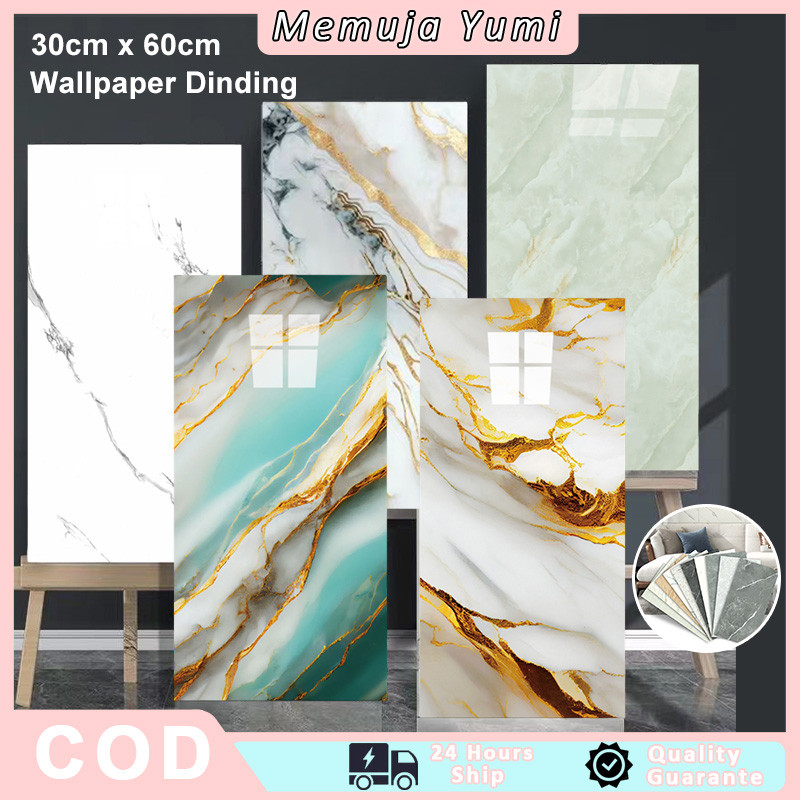 30cm X 60cm Lembar Wallpaper Dinding /Vinyl Marble Premium PET Tebal 2,5 Mm Aesthetic Decor Stiker K