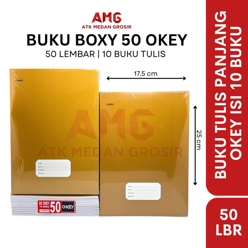 

New Buku Tulis Panjang BOXY OKEY 50 Lembar isi 10 BukuPremium