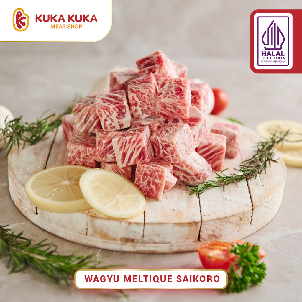 

Beef Wagyu Saikoro Cubes Meltique / Daging Sapi