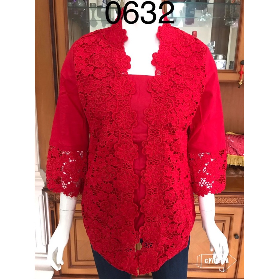 

✨LARIS✨ -Alexuez kutubaru kebaya brukat full dpn merah - M