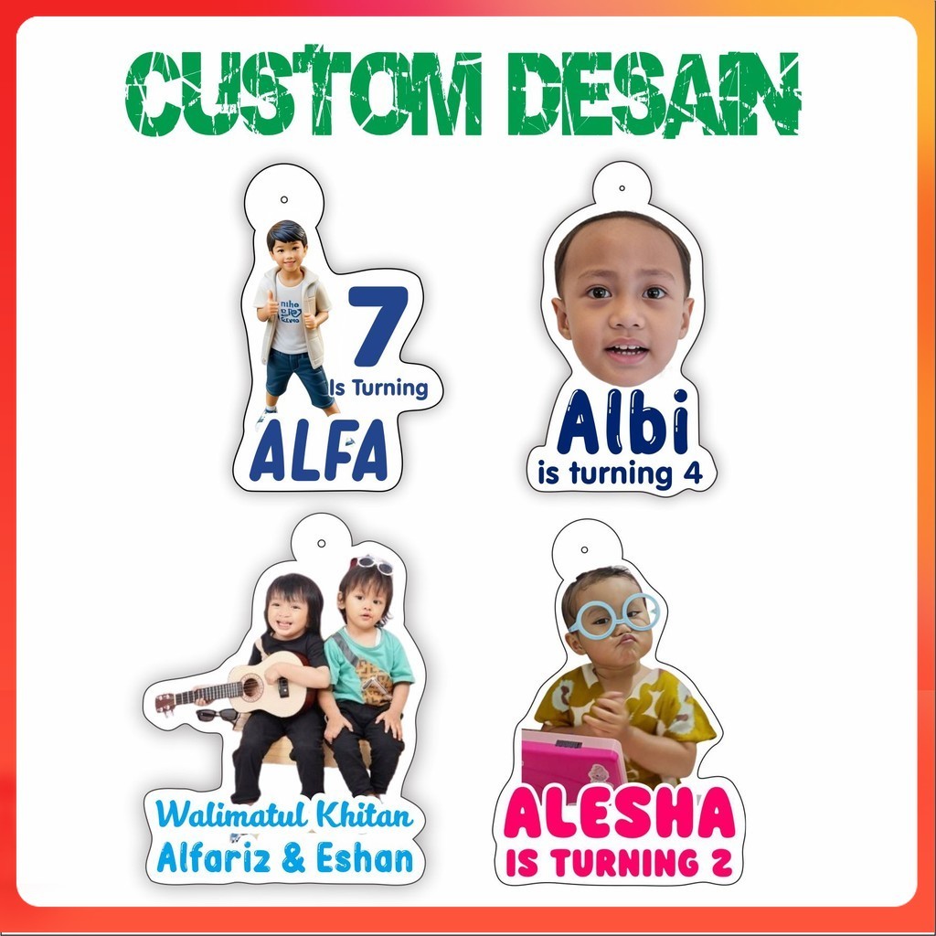 

Hang Tag Ultah Anak Custom Nama dan Foto Proses Cepat Isi 20 pcs | ArshaPrint