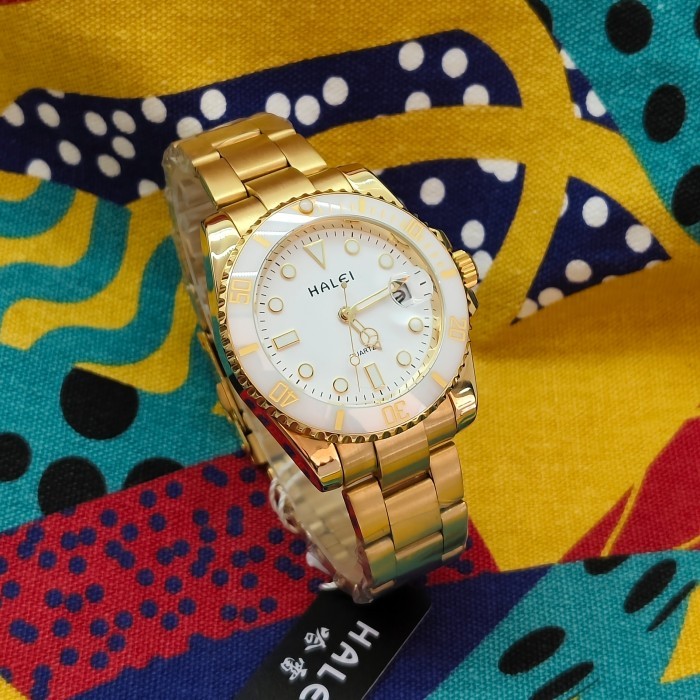 Jam Tangan Pria Halei Model Submarine Gold White