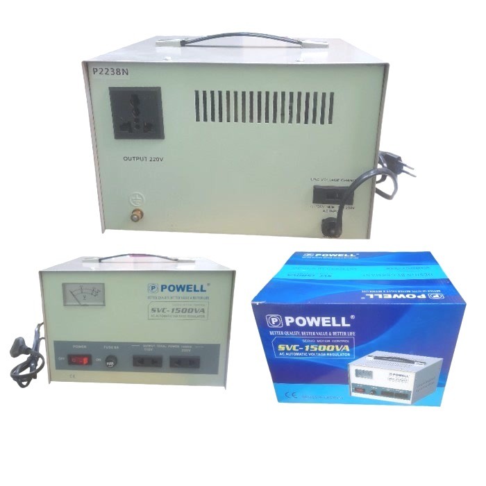 Stabilizer Stabiliser Penstabil Listrik Powell SVC-1500VA 1500W 1500Watt 1500 Watt Penstabil Listrik