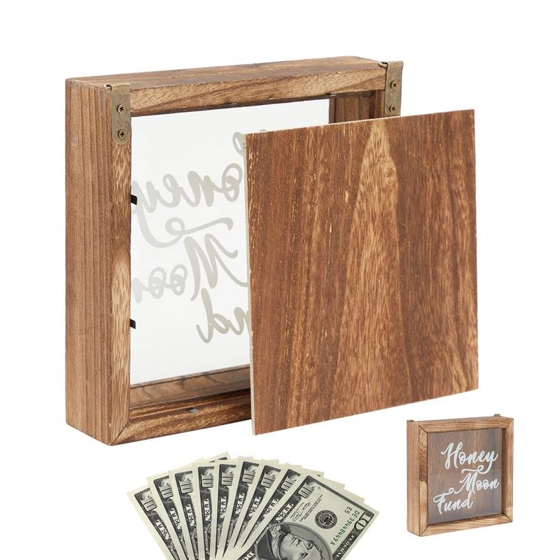 Wooden Saving Bank Transparent Saving Coin Bank Cash Saver Box Money Container Vacation Fund Bank Co