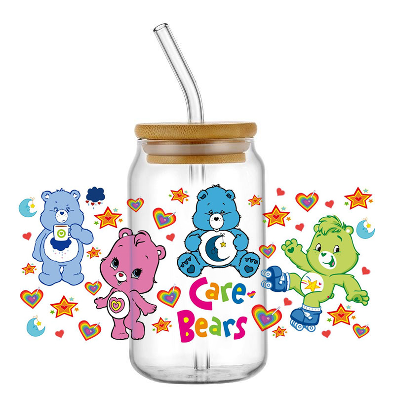 

Miniso Cartoon Bear Decal 3D Washable Transfer Sticker DIY 16oz UV DIF Cup Wrap for Libbey Glasses DIY Logo Selfadhesive