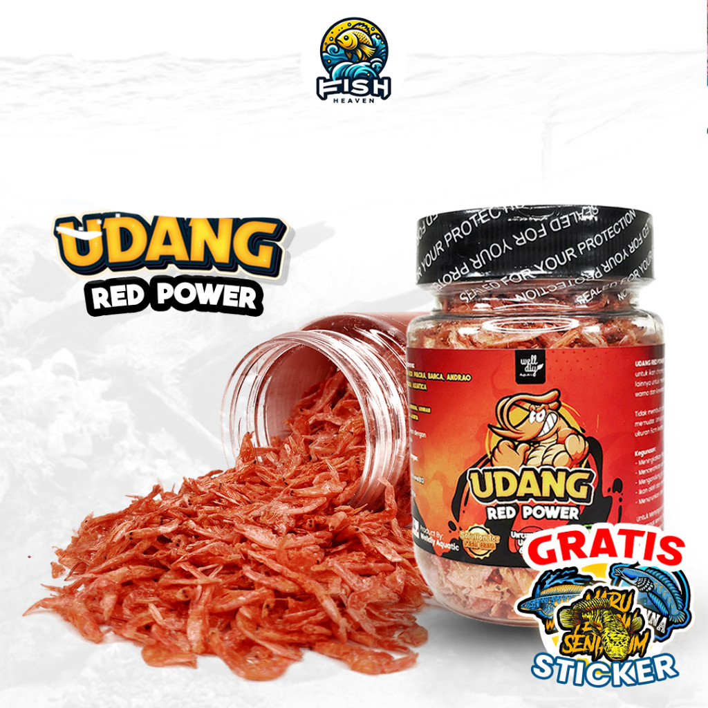 Udang Kering Red Pakan Ikan Chana RED POWER Channa Maru Asiatica Predator Arowana Arwana Kura Kura -