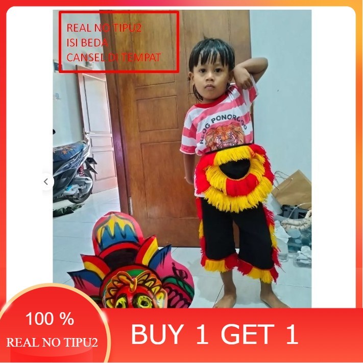 Setelan Reog Ponorogo Anak + Caplokan Spons Komplet