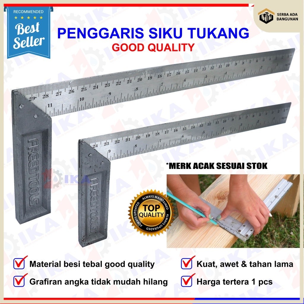 

Penggaris Siku Tukang Besi Pasekon Ukur 25 cm / 10 inch / 30 Cm / 12 inch / Grafir jumbo anti karat stainless besi kuat Termurah alat ukur akurat Siku Meter / Siku Penggaris / Siku Meter Murah 12” akurat petukangan busur derajat stensil alat