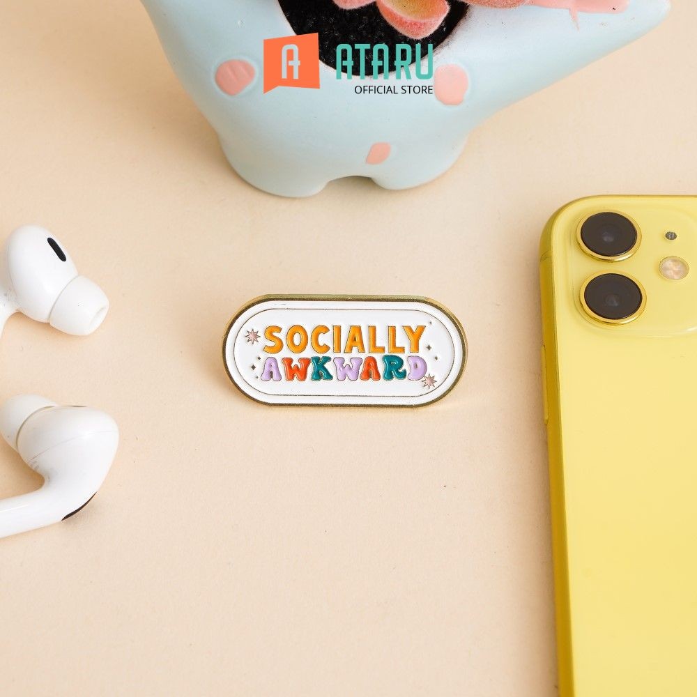 Ataru Fashion Pin Enamel Socially Awkward Bros Pin Lucu Aksesoris Hiasan Baju Tas Topi Brooch Access