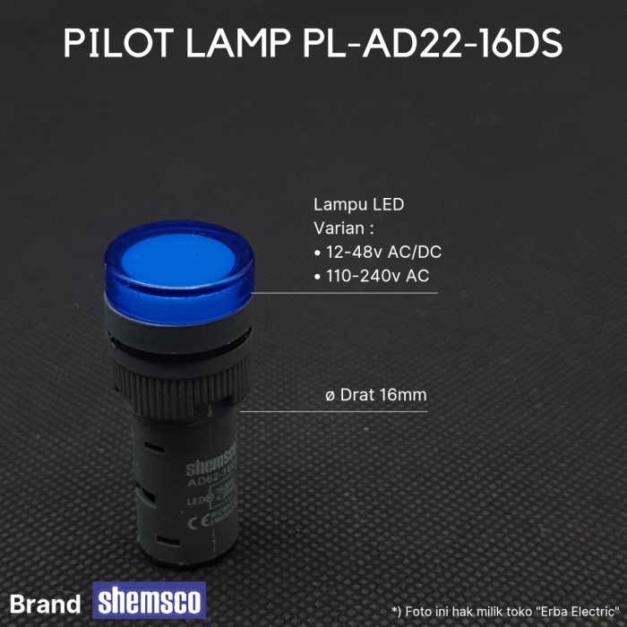 MU99 Pilot Lamp BLUE 16mm 12-48v Indicator Lamp 12v 24v 48v PLAD