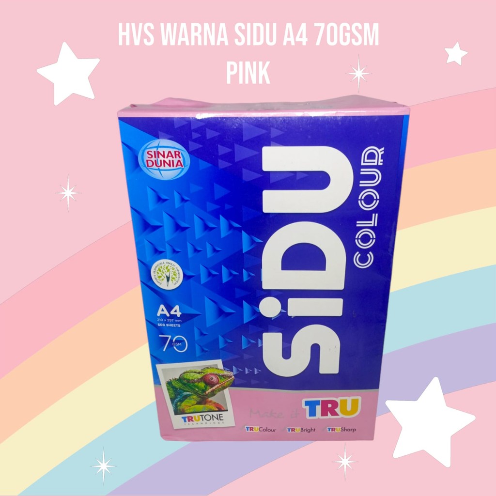 

SIDU Kertas HVS Warna A4 70gsm Warna Pink