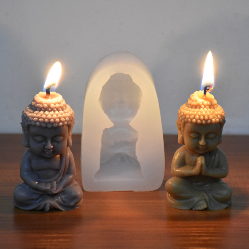 

DIY Buddha Candle Silicone Mold 3D Buddha Gypsum Soap Cement Resin Mold Festival Gift Making Church Candle Production Supplies