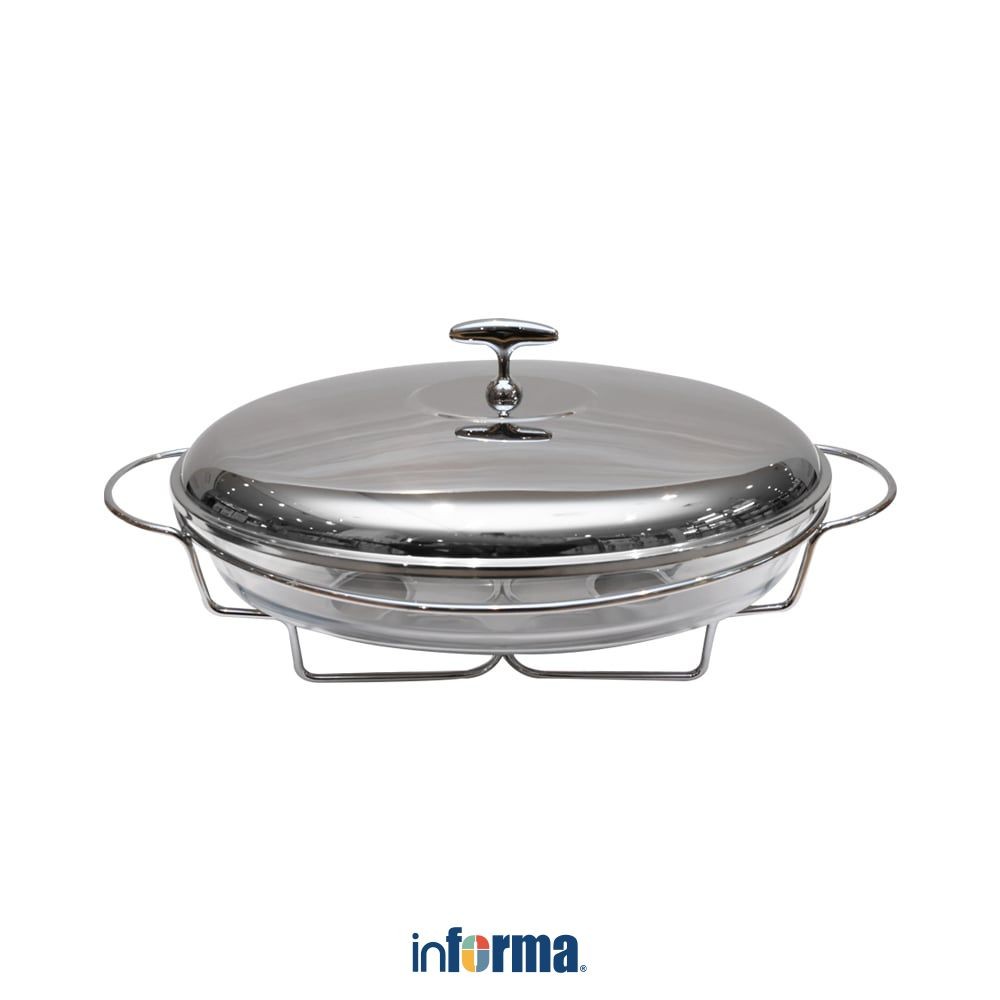 Informa Appetite Casserole Penghangat Makanan Ellipse Oval 3 Liter - Silver Buffet Server Food Warme
