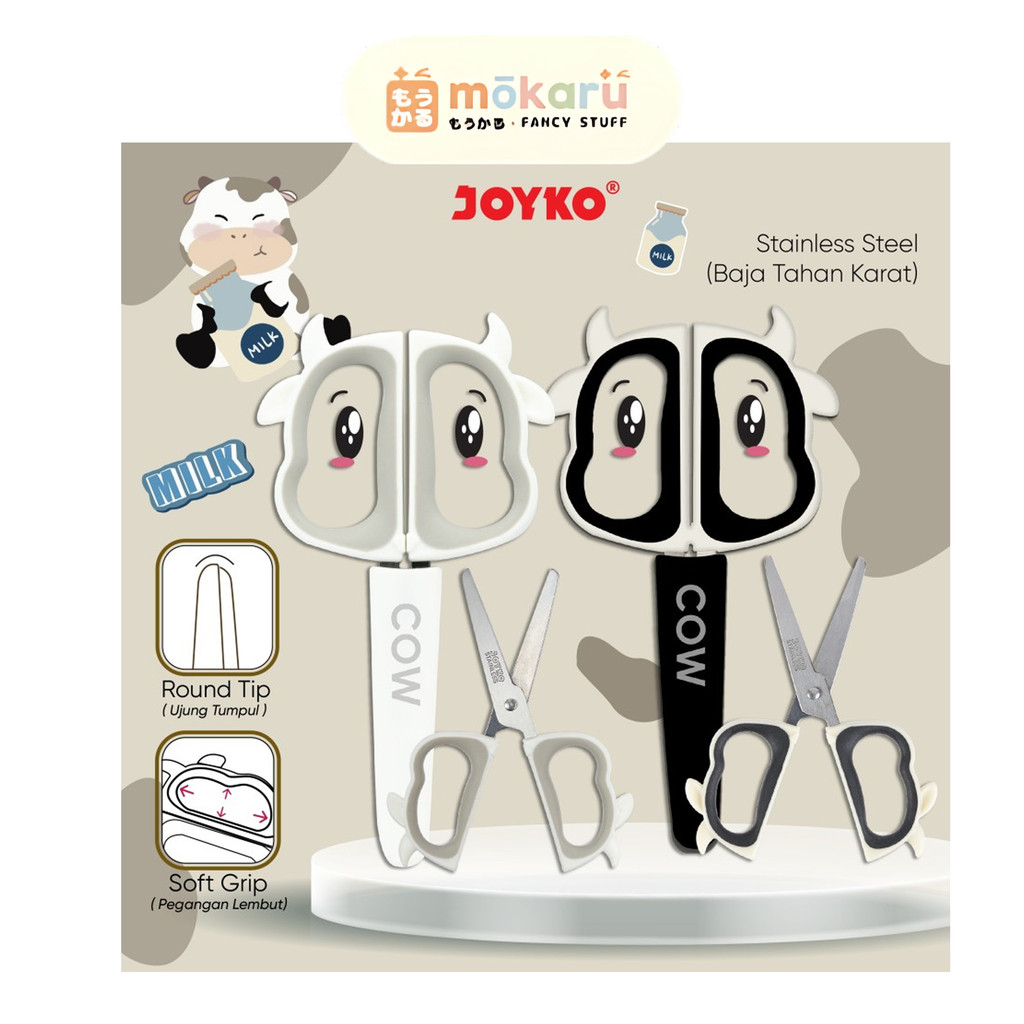 

Joyko Gunting SC-28 / Gunting Scissors Gambar Cow / Gunting Mini Stainless Steel / Scissors with Cover