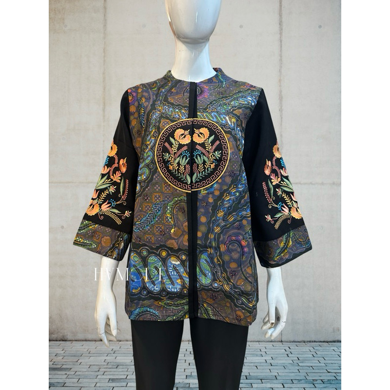 Batik Etnik Blouse Batik Wanita - Sultan Trikot Bordir - Prita Blouse