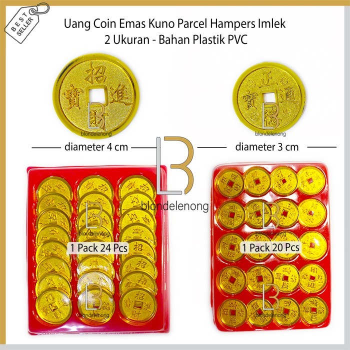 

Hiasan Uang Coin Koin Emas Hampers Souvenir Imlek Hoki Rejeki Cina CNY - Diameter 3,5cm